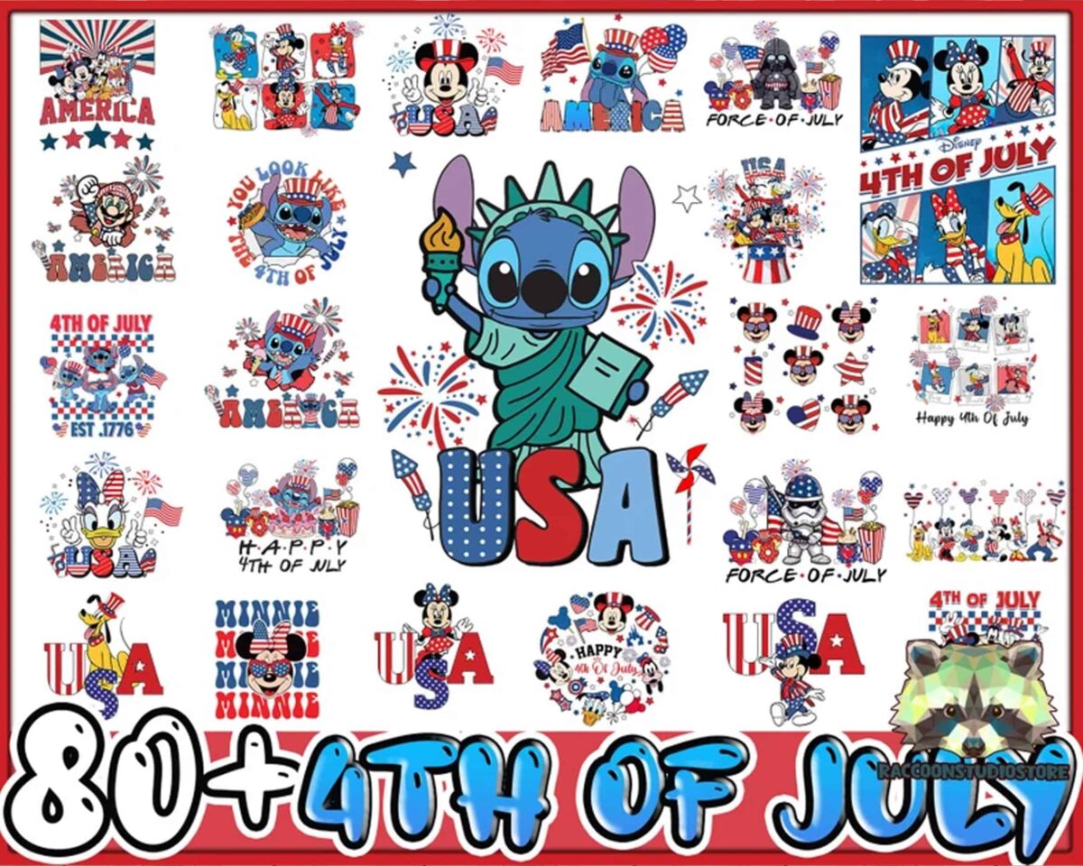 80 CartoonCharacters4thOfJulySvg5.99