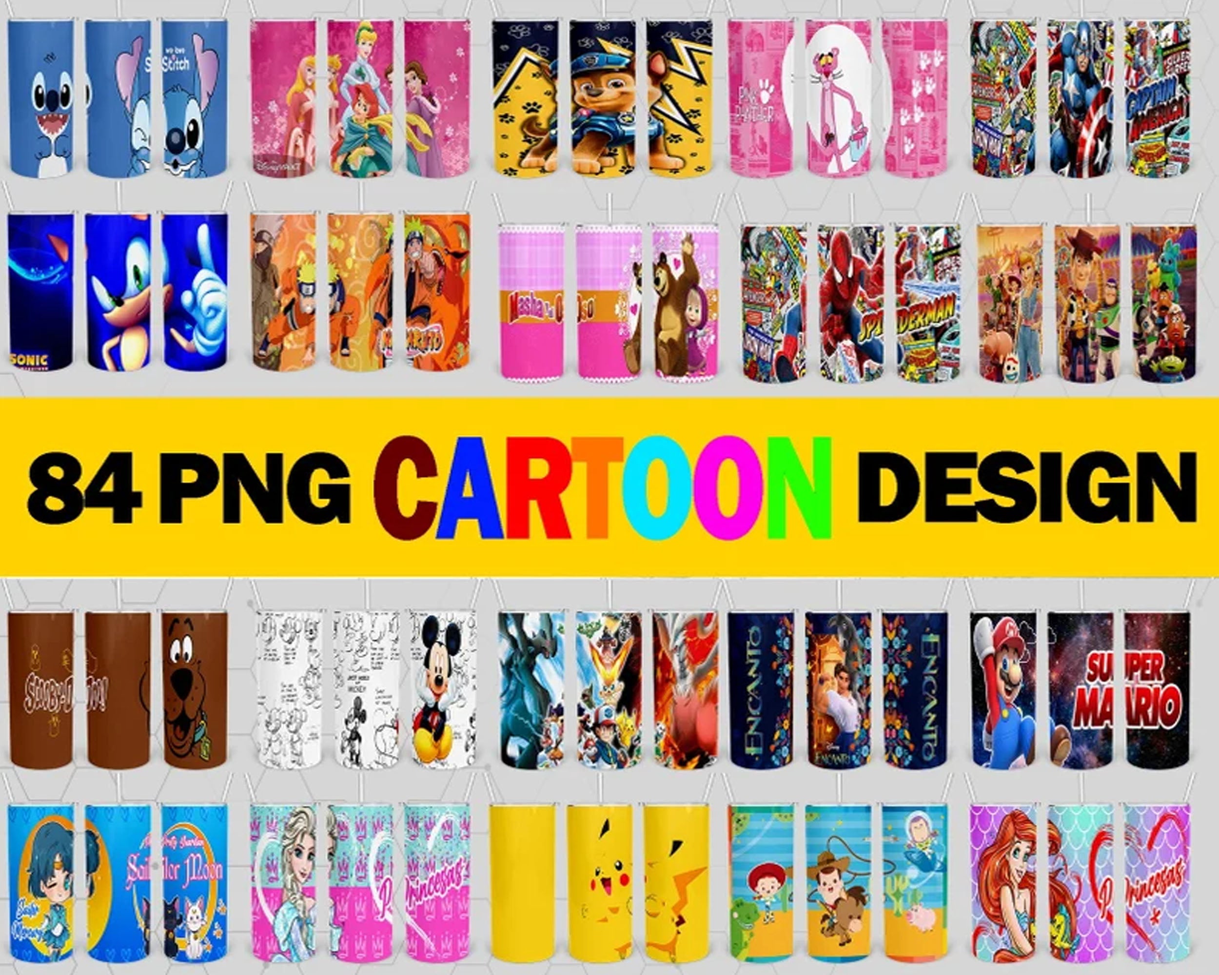 Cartoon Kids Tumbler PNG - Instant download
