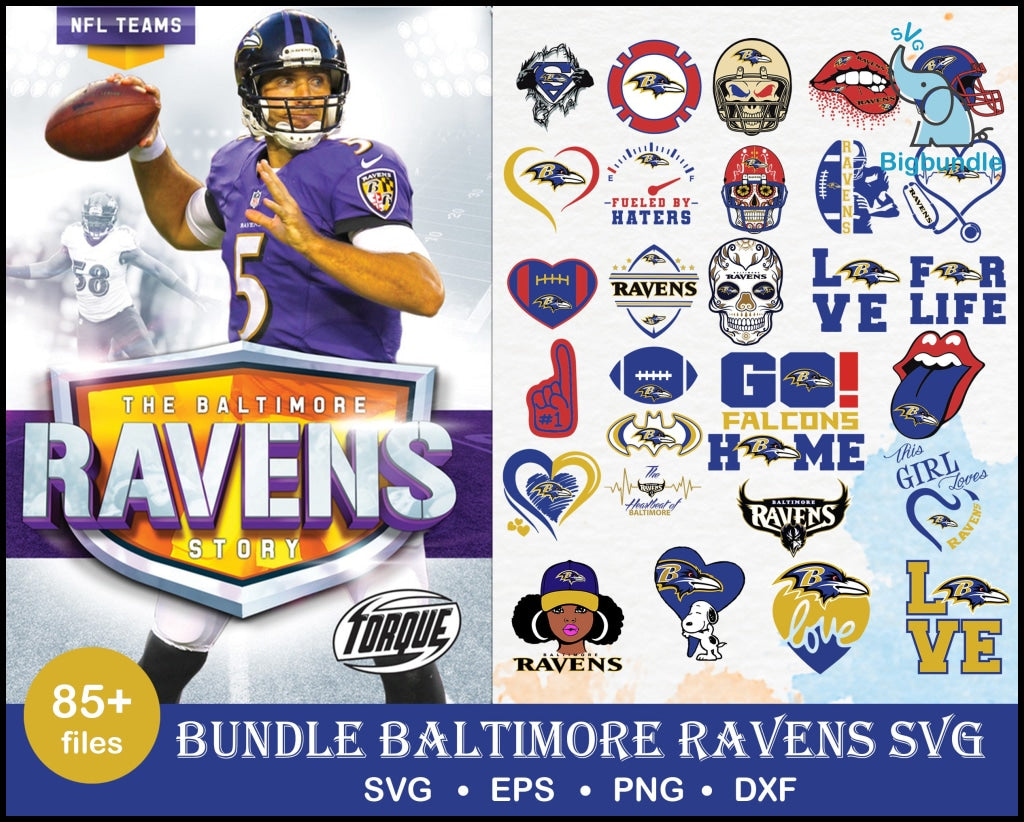 85+ Baltimore Ravens bundle svg, Baltimore Ravens svg, NFL svg, png, dxf, eps digital file