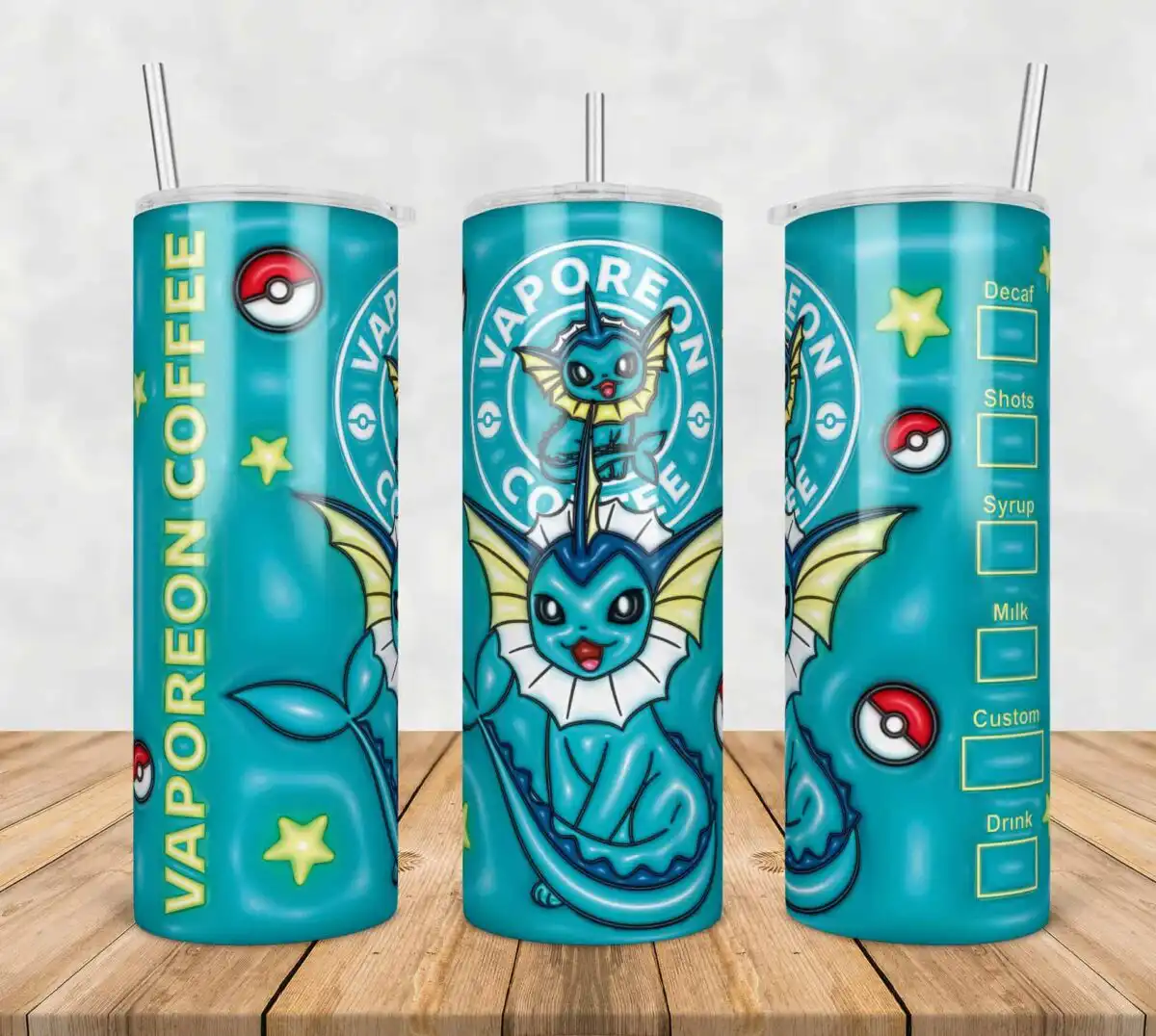 92.jpg Pokemon Vaporeon Inflated 3D Tumbler Wrap Png, SG10072392