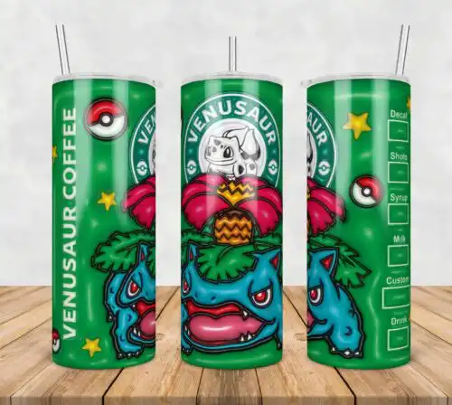 Pokemon Venusaur Inflated 3D Tumbler Wrap Png, SG10072393