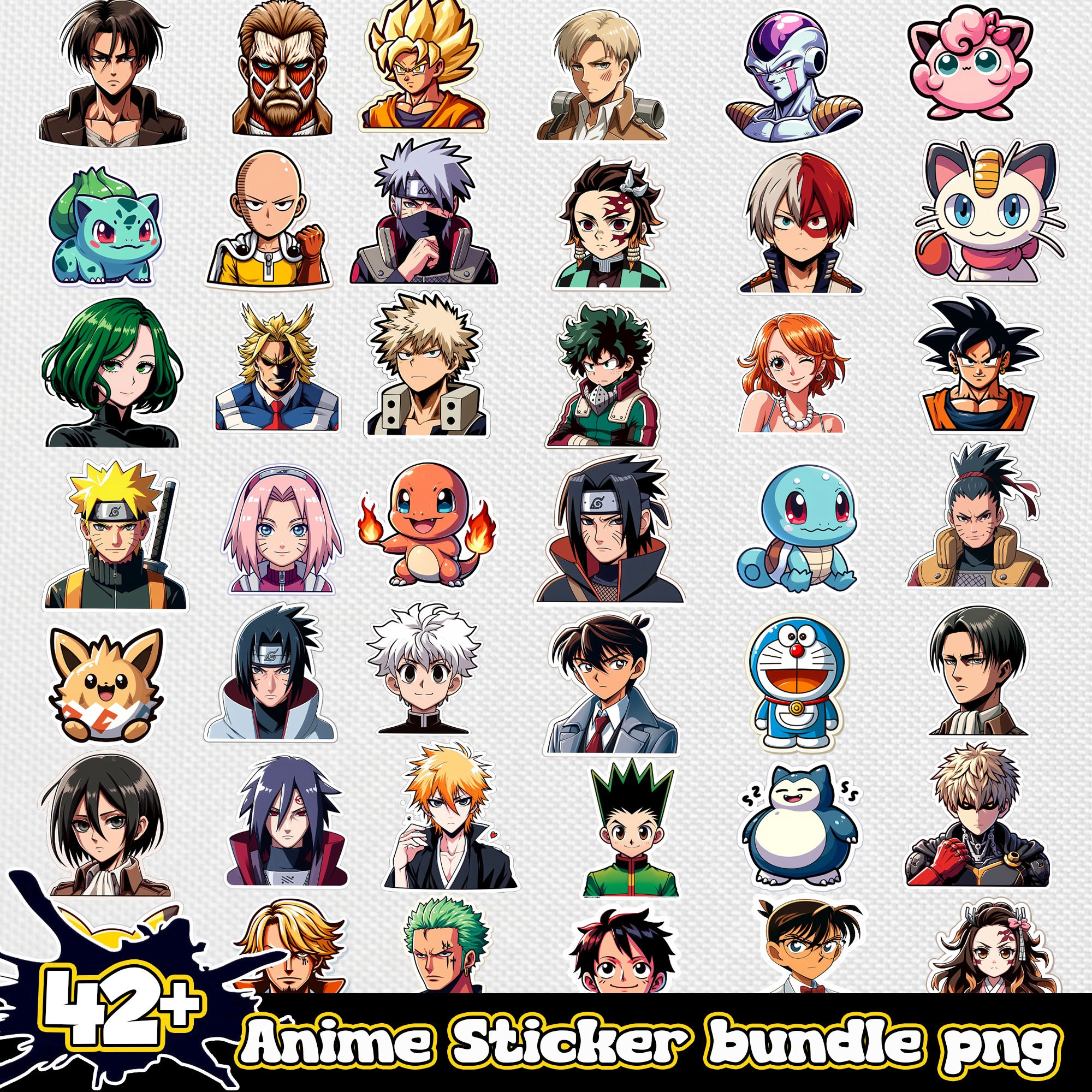 Anime Sticker bundle png, Anime png bundle