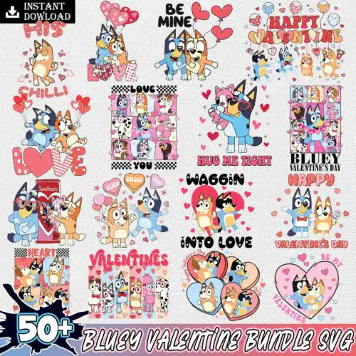 Bluey valentine svg bundle trending 2024