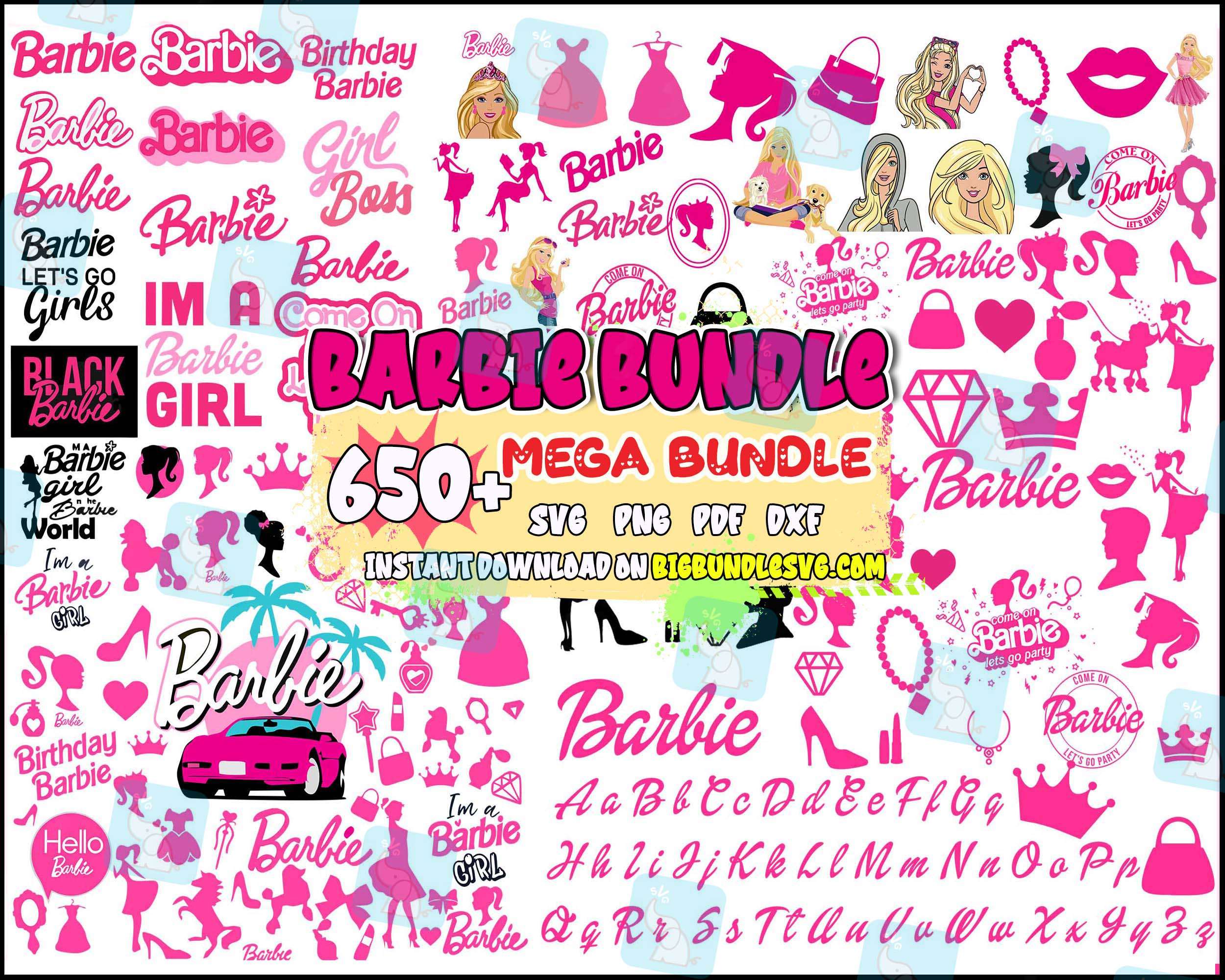 650+ Barbie Bundle, Princess Silhouette, pink doll Svg, Girl Sticker Clipart, Svg Files for Cricut , SVG - PNG - EPS - DXF