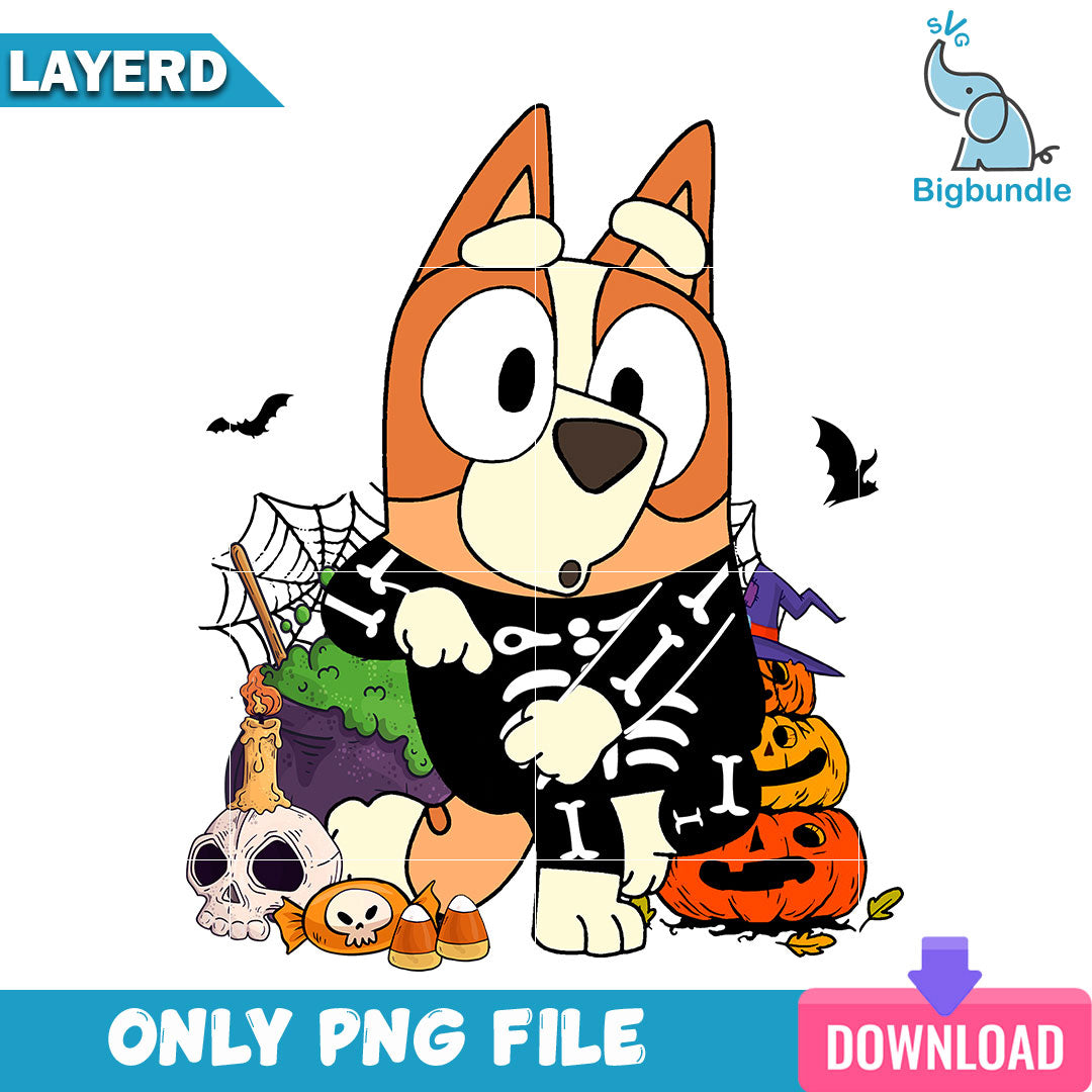 Bingo dog halloween, Bluey halloween png, Digital download.