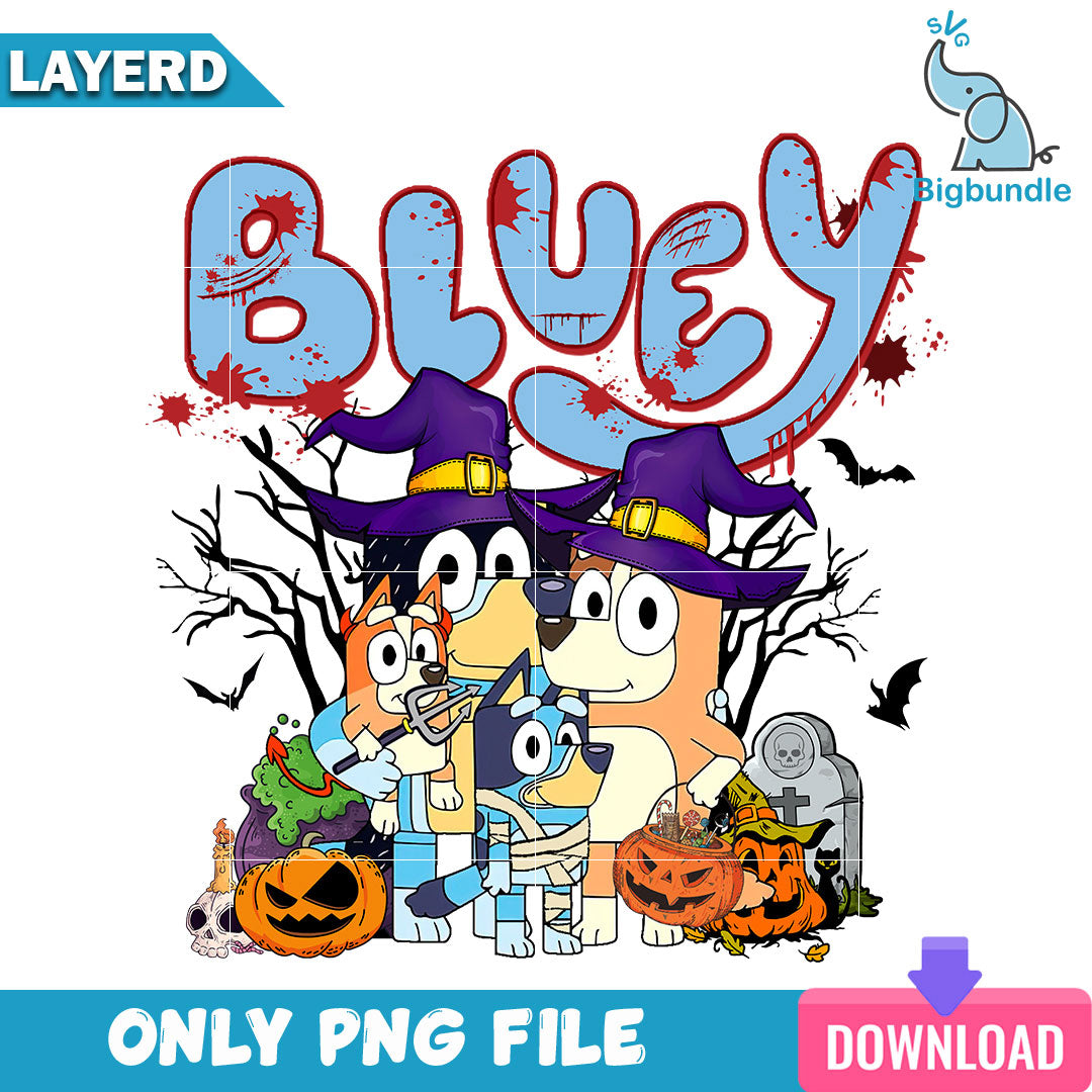 Bluey and bingo halloween, Bluey halloween png, instant download.