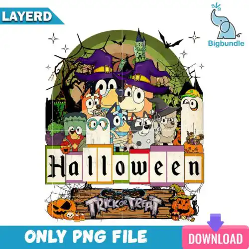 Bluey and friends halloween, Bluey halloween png, instant download.