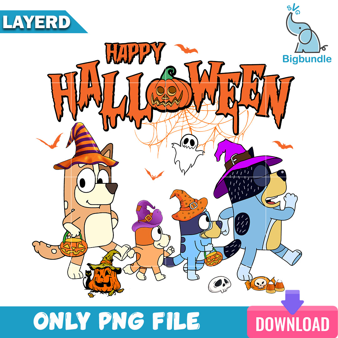 Bluey and bingo halloween, Bluey halloween png, Digital download.