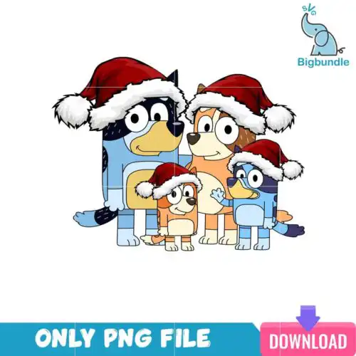 Bluey Family Merry Christmas PNG