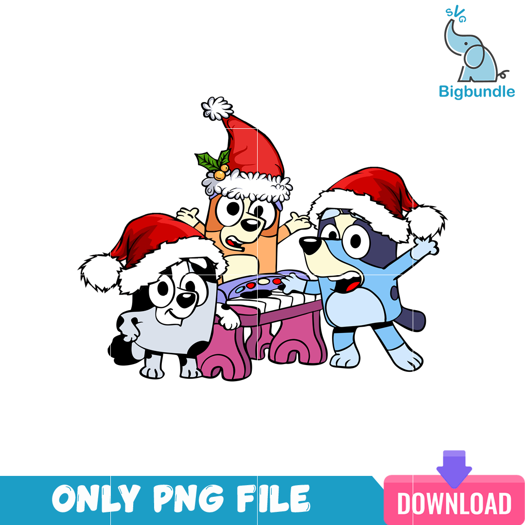 Christmas Bluey Friends Playing Toy PNG