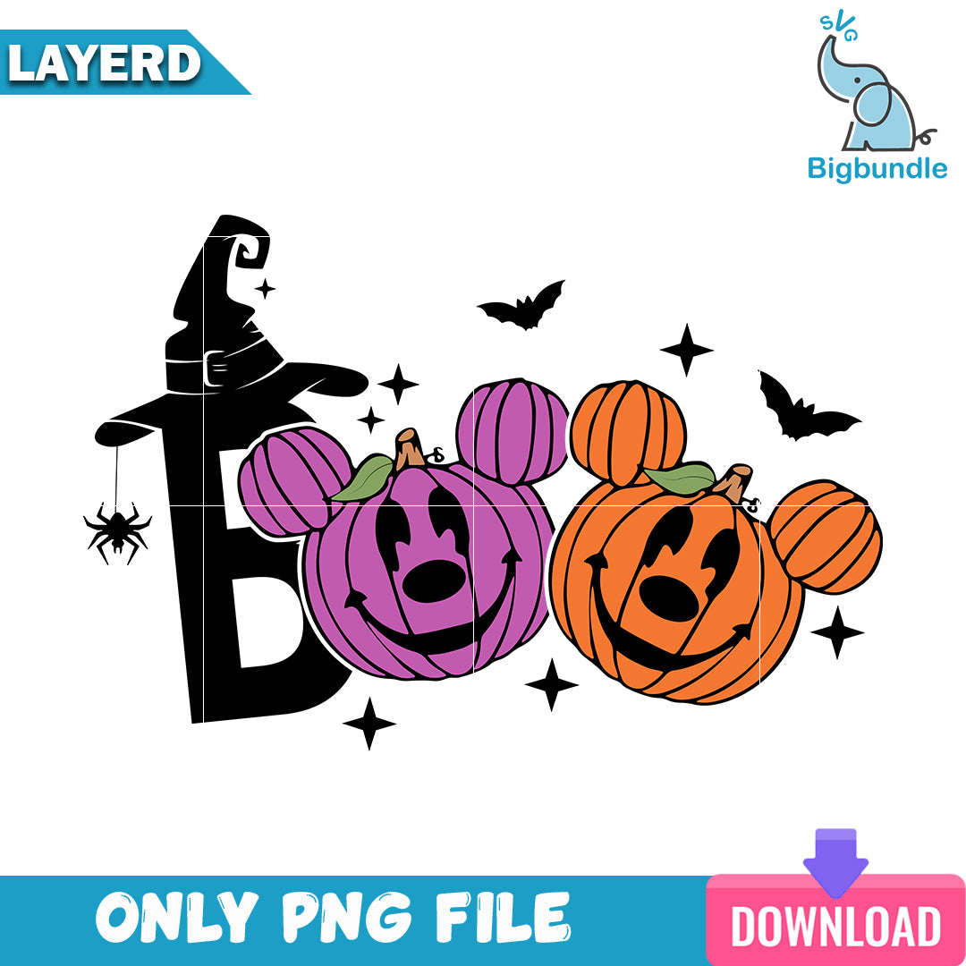 Boo Mickey Mouse Pumpkin Halloween, halloween png, Instant download.