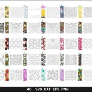 bursttumbler1.jpg MAMA burst tumbler designs bundle preview with sunflower bee honeycomb patterns in outline and color
