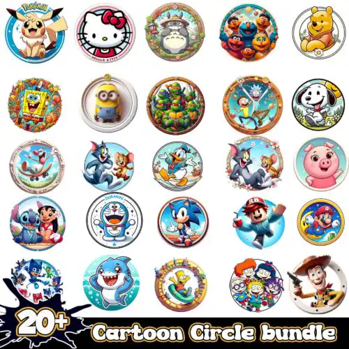 CartoonCirclepngbundle.jpg Cartoon Circle png bundle