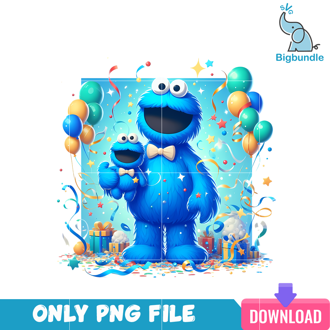 Cookie Monster And Son Cartoon Dad PNG