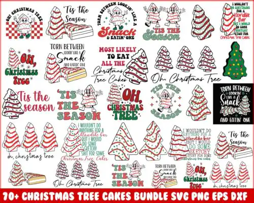 70+ Christmas Tree Cakes svg, Christmas SVG bundle, Christmas digital bundle, Svg png eps dxf Designs bundle, Digital files, CRM16112204
