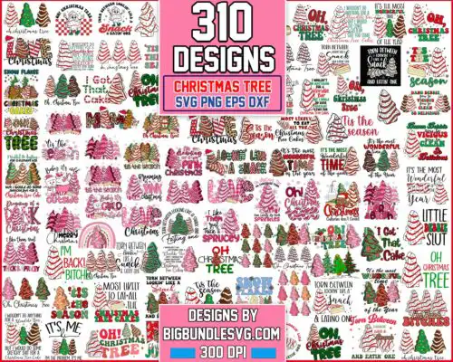 Christmascakebundlesvg300_8.99bigbundle.jpg Version 2 - 300+ Christmas Tree Cakes svg, Mega Christmas SVG bundle, Christmas Svg png eps dxf Designs bundle, Digital files