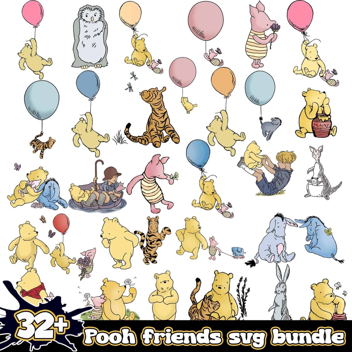 ClassicWinniethePoohandFriendssvgbundle