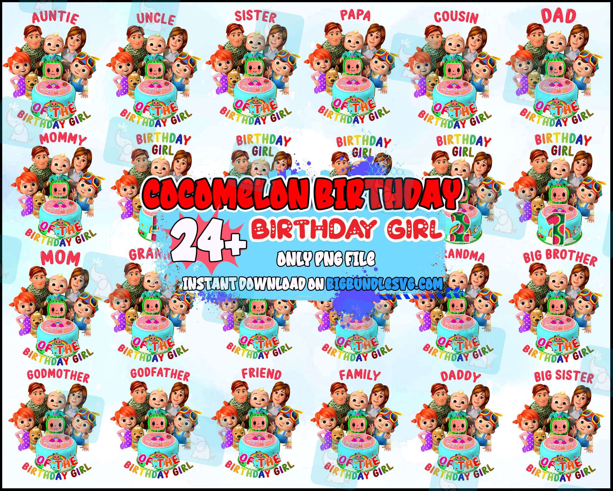 24+ Cocomelon Bundle Family, PNG Cocomelon Kids, PNG, Cocomelon birthday girl, Kid-life files for sublimation