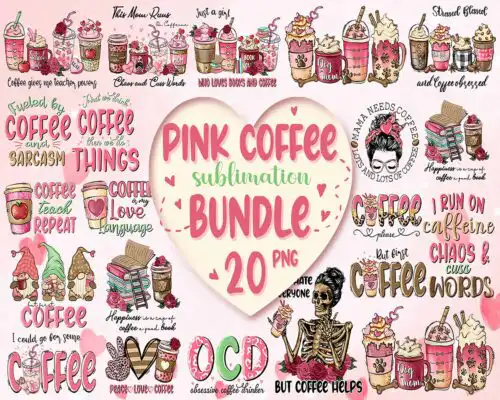 20 Valentine's coffee PNG, Valentine's day bundle, Valentine sublimation Design Digital Download VLT29122205