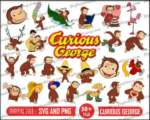 Curious George svg bundle - Digital download