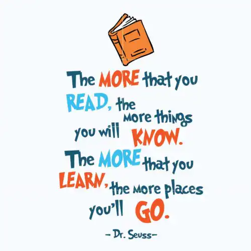 The more that you read, the more things you will know, the more that you learn, the more places you'll go svg, dr seuss svg, png, dxf, eps digital file