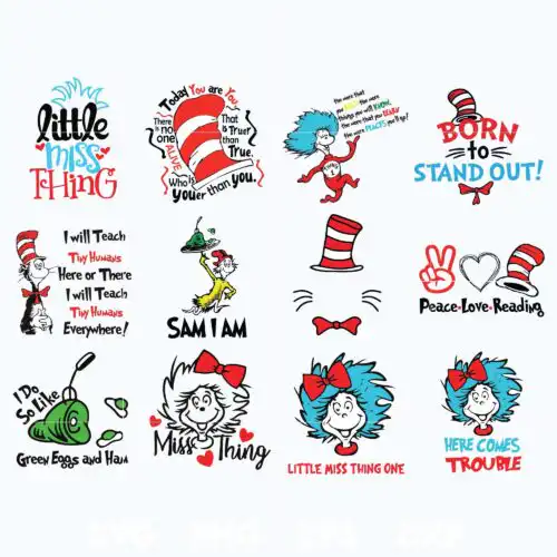 Dr seuss bundle svg, dr seuss svg, dr seuss quotes svg, png, dxf, eps digital file