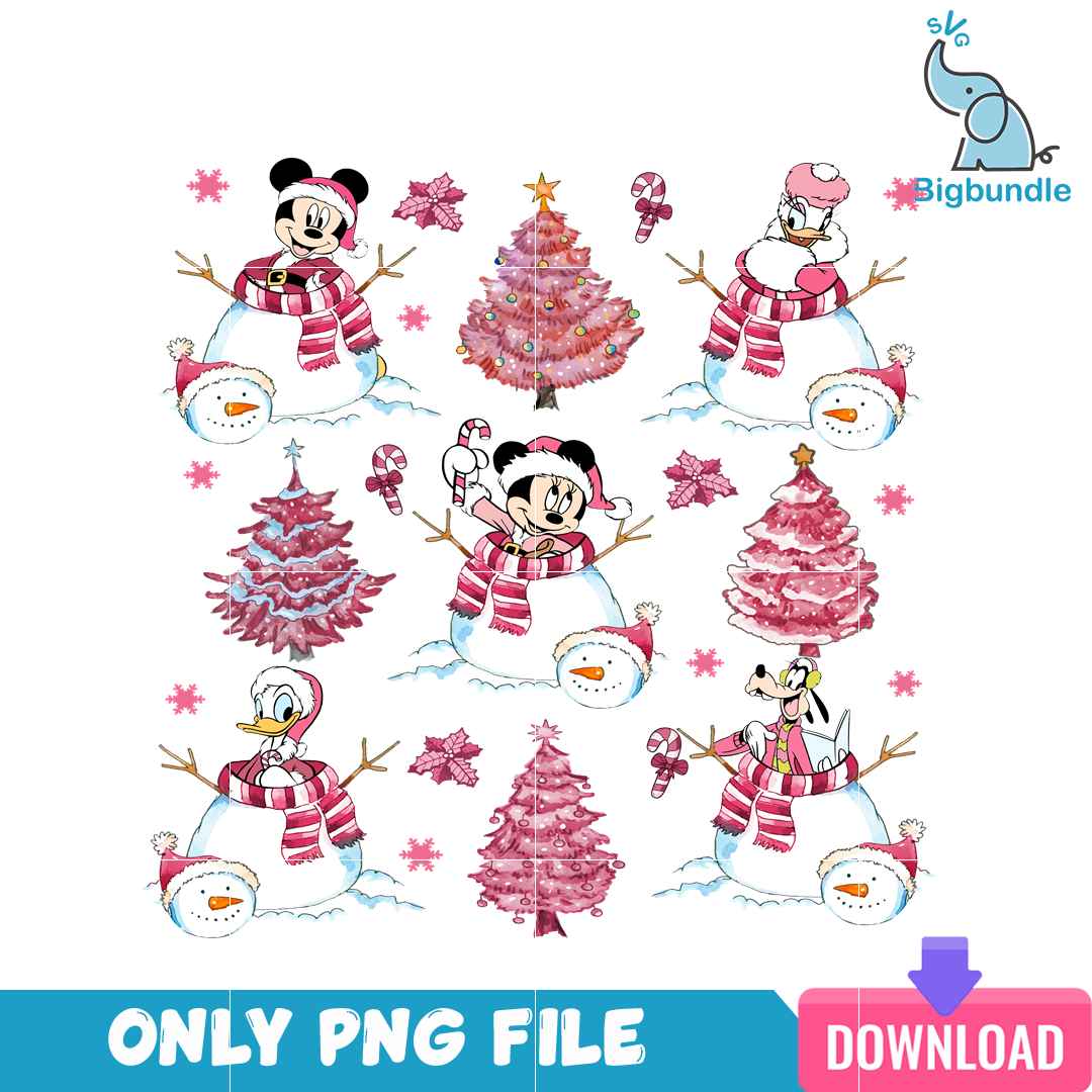 Disney Mickey Friends Pink Christmas PNG