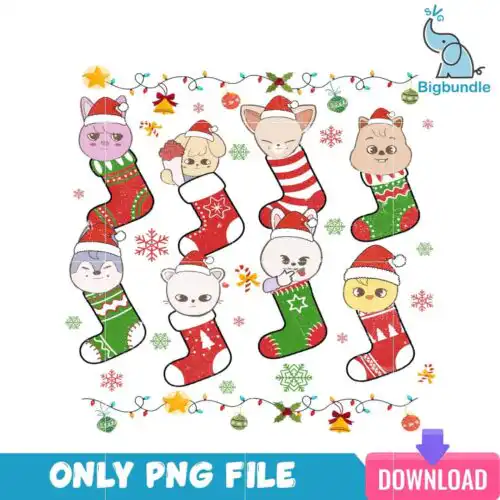 Cute Animal Christmas Socks PNG