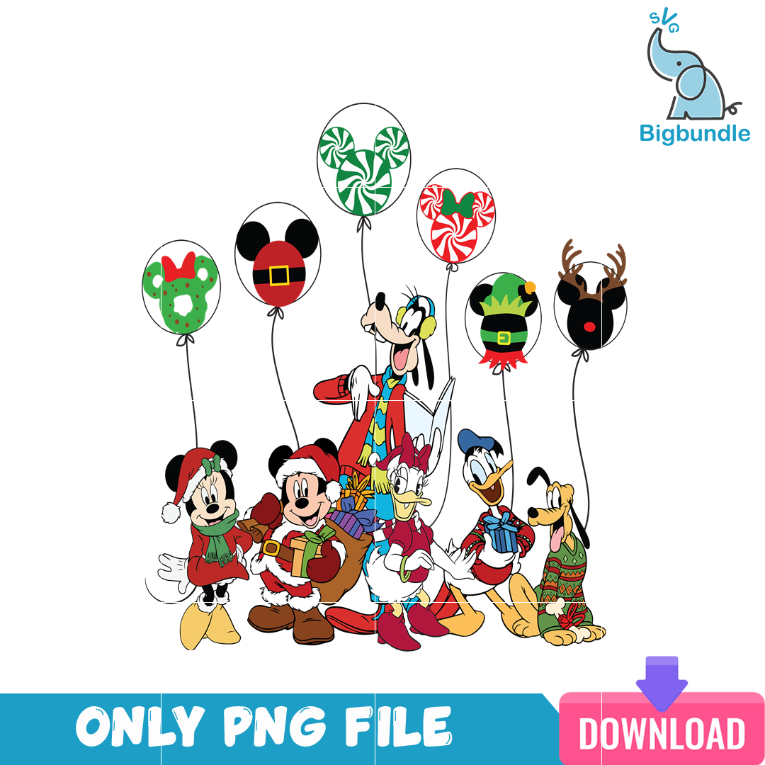 Mickey And Friends Merry Christmas PNG