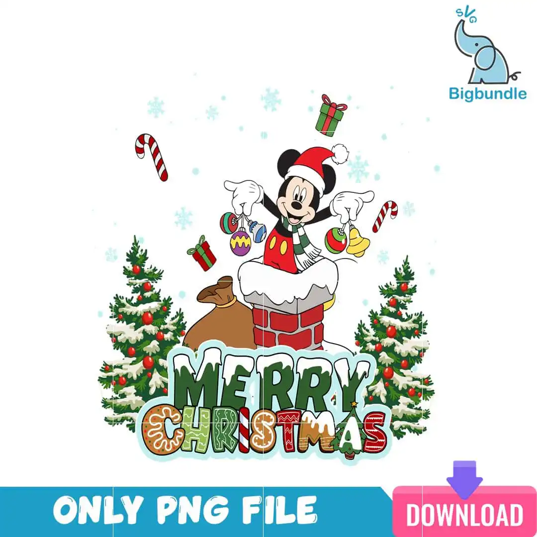 disneychristmaspng_75.png Disney Santa Mickey From The Chimney PNG