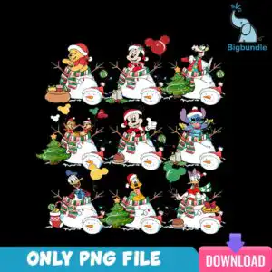 Nine festive snowmen in grid wearing Santa hats and red scarves with cartoon figures