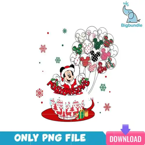 Santa Mickey In The Christmas Cup PNG