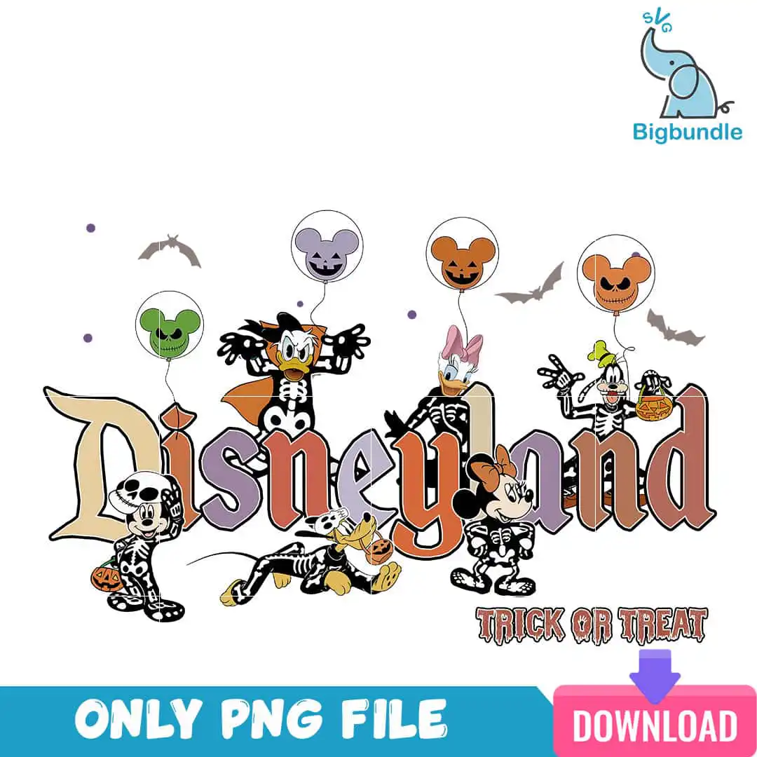 disneylandmickeyfriendsskeletonhalloween.jpg Disneyland mickey friends skeleton halloween, halloween png, Digital download.