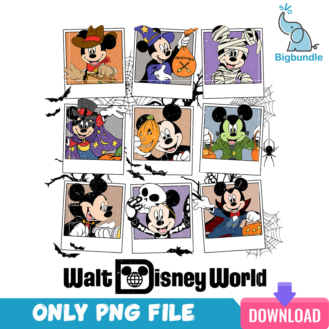 Disney mickey mouse horror halloween, halloween png, Digital download.