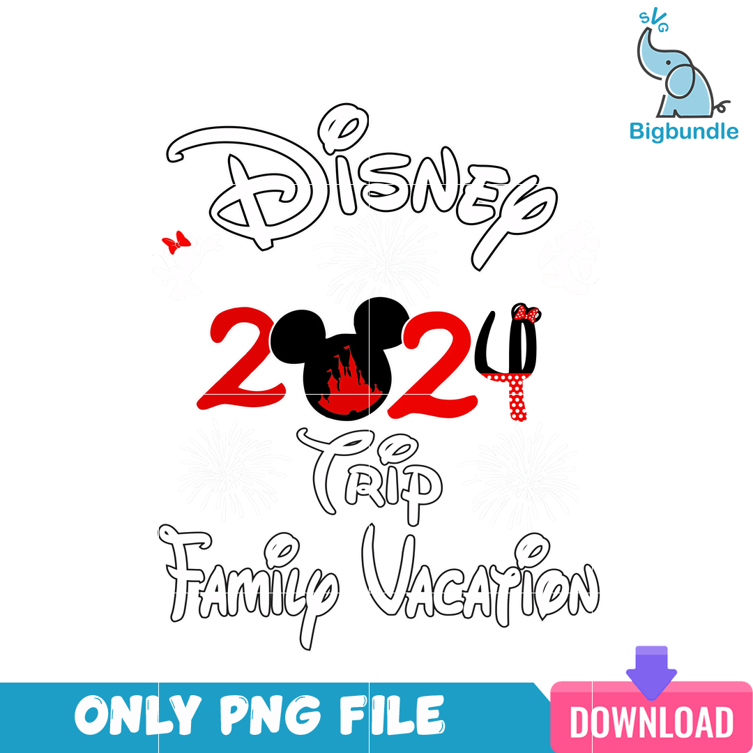 Disney 2024 Trip Family Vacation PNG
