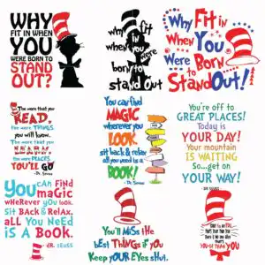 dr_bundle_16.jpg Dr Seuss motivational reading quote bundle with Cat in the Hat hat and Why Fit In lettering