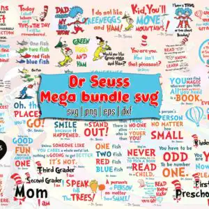 drseussbundle16.jpg Mega preview sheet of Dr Seuss quotes and book titles with Cat in the Hat and Grinch illustrations