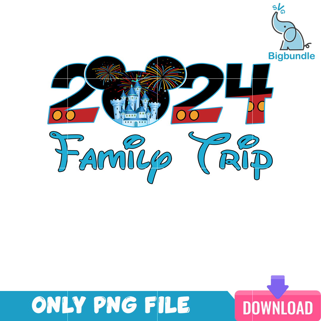 Family Trip 2024 Mickey Themed PNG