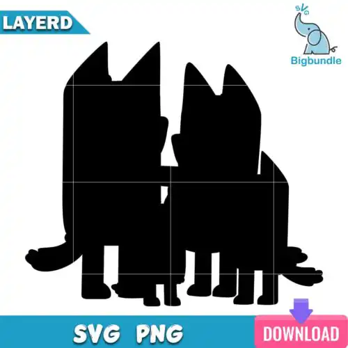 Family bluey happy silhouette svg, bluey svg, digital download.