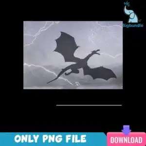 fourthwingpng_15.png Silhouette of flying dragon with spread wings and lightning bolts in stormy sky