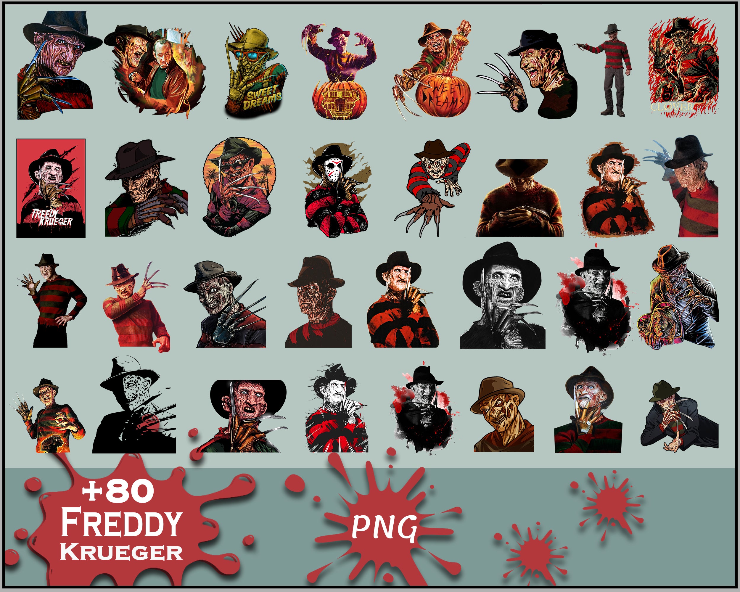 Bundle Freddy Krueger PNG - Digital Download