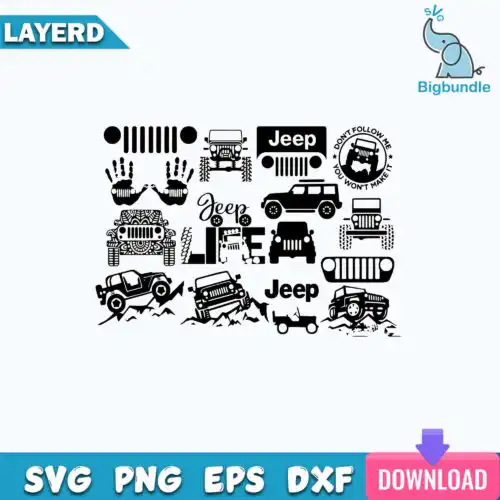 Jeep SVG Bundle, Mountain JKU SVG, Off road Jeep SVG, Jeep Logo SVG