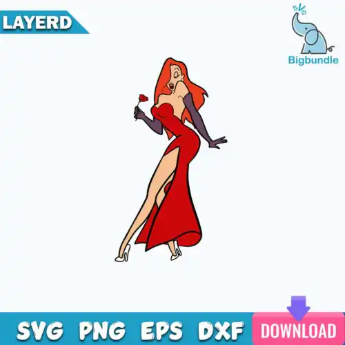Girl red dress Design Svg, Jessica Rabbit Svg