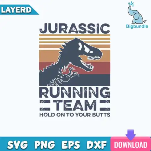 Vintage Jurassic Running Team Hold On To Your Butts Svg, Jurassic Park Svg