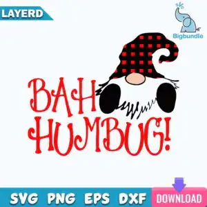funnyquotes_117.jpg Cartoon grumpy gnome with red and black checkered hat and BAH HUMBUG text