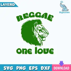 funnyquotes_1451.jpg Reggae lion head silhouette with REGGAE and one love text in forest green distressed style