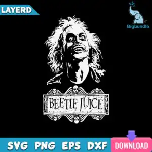 funnyquotes_152.jpg White silhouette of wild-haired man above ornate BEETLE JUICE sign with skull icons