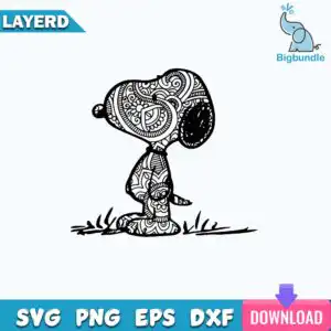 funnyquotes_1724.jpg Black cartoon dog silhouette standing on grass, body and head filled with teal and pink mandala line patterns