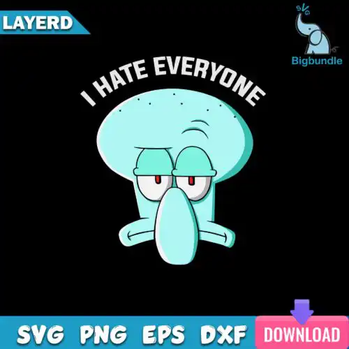 I Hate Everyone Squidward PNG
