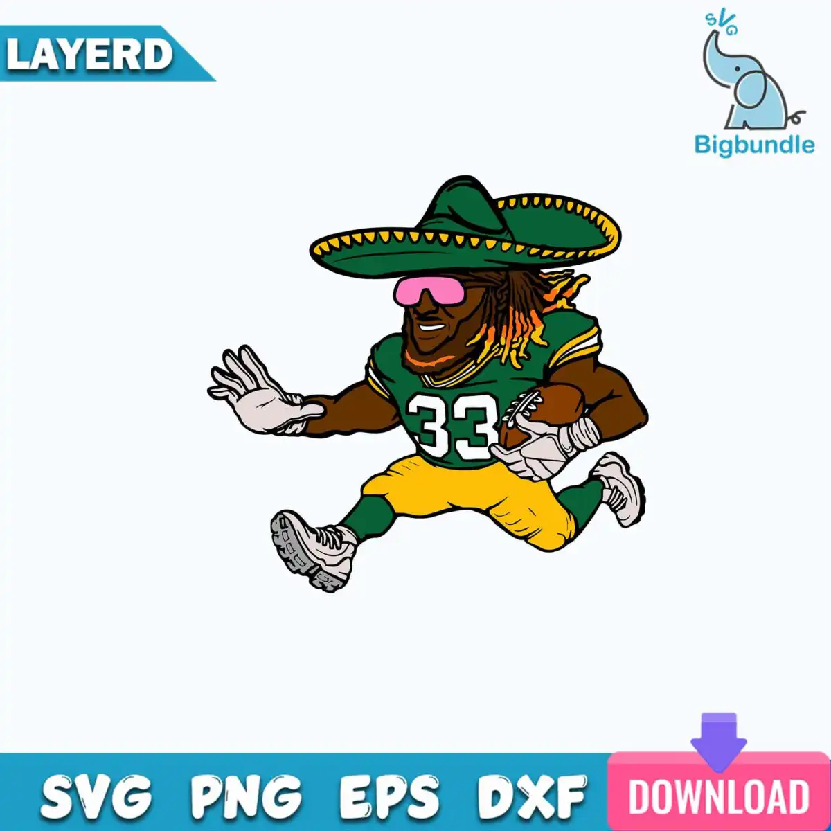 AARON JONES Green Bay Packers SVG, Rugby SVG, Mexico Festival Svg